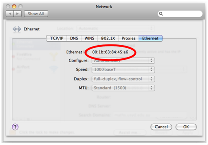 how do the mac address on a mac