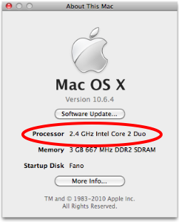 Your processor type can be found by choosing About This Mac from the Apple Menu.